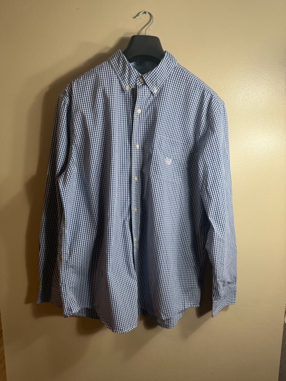 Chaps Blue Gingham Button Down Shirt XL Stretch Kentucky Deryby Style